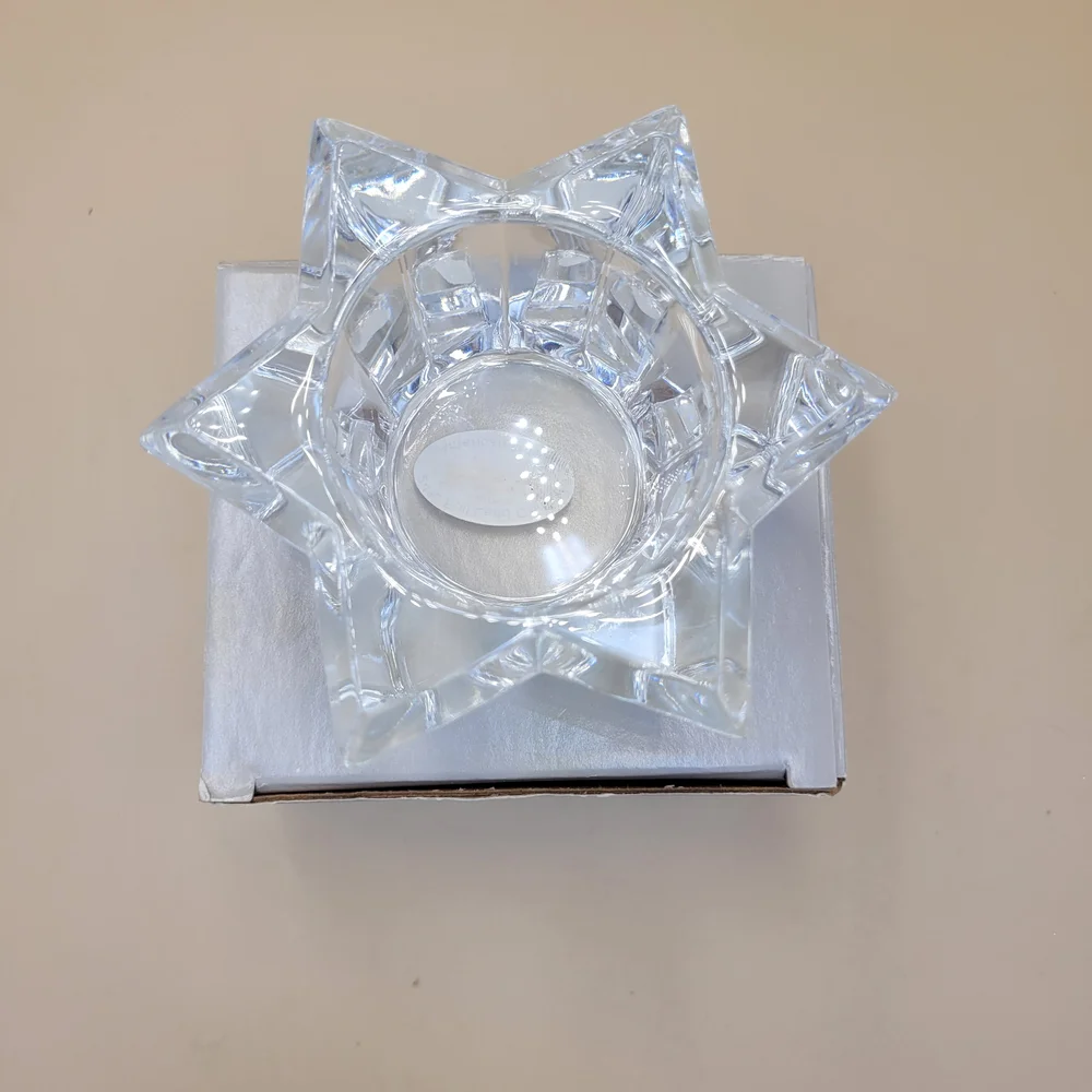 Partylite‎ Starbright 24 % Lead Crystal Candle Holder Votive P0469 NIB Vtg Star